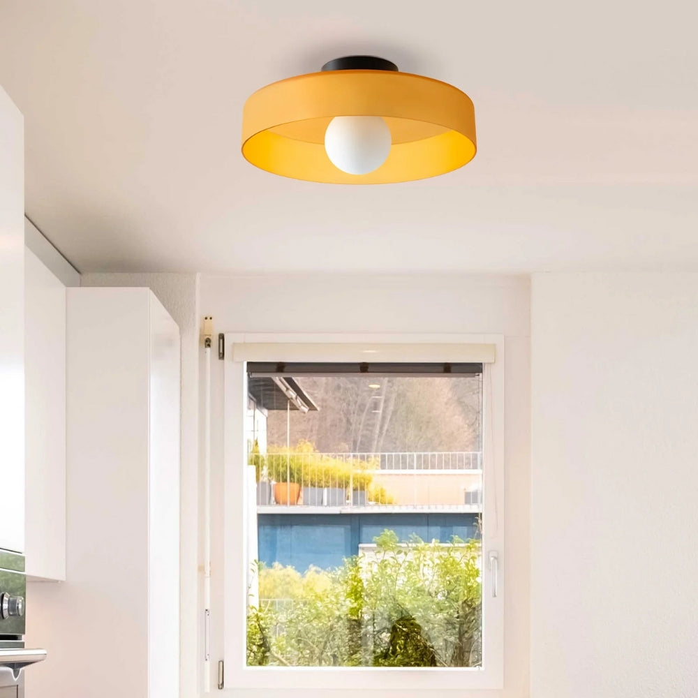 Compact Indoor Lamp – Ceiling and Wall Light Space-Saving Round Design