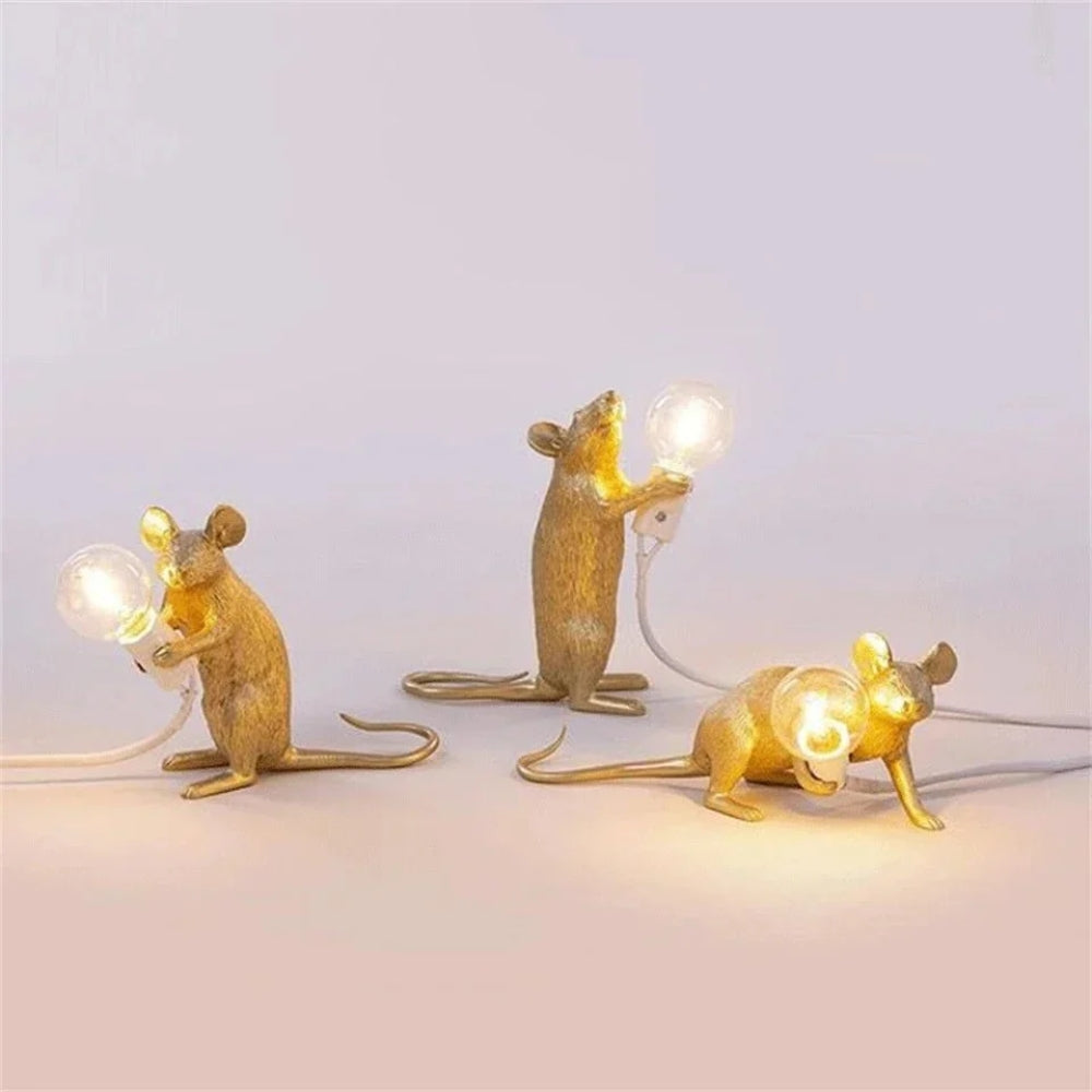 Decorative Mouse Table Lamp – Bedside Light with Push-Button Switch