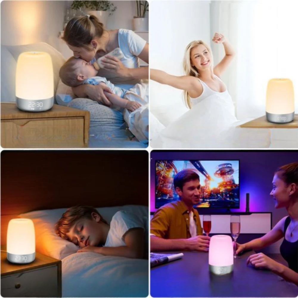 Dimmable Wake-Up Light – Rechargeable Table Lamp with Multiple Sound Options