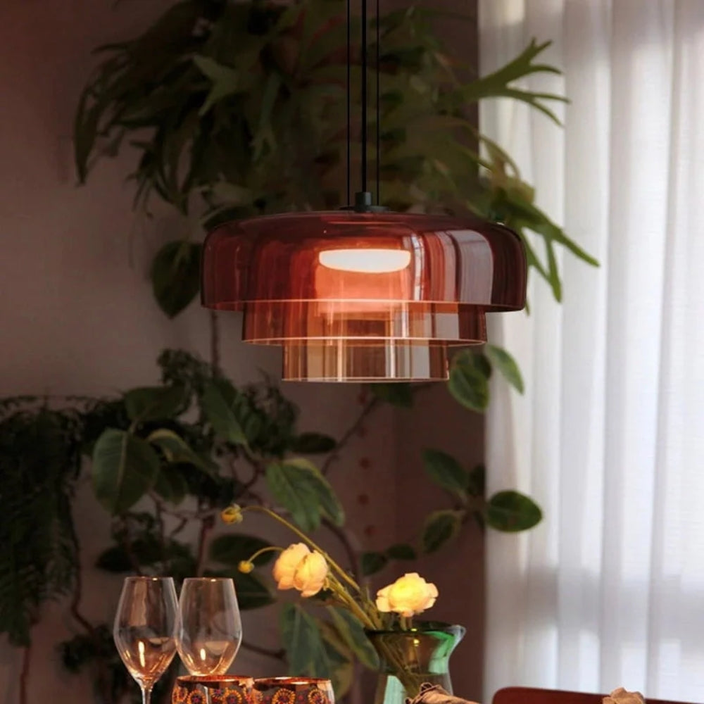Glass Pendant Lamp – Classic Aesthetic Warm Light for Dining Room and Bedroom