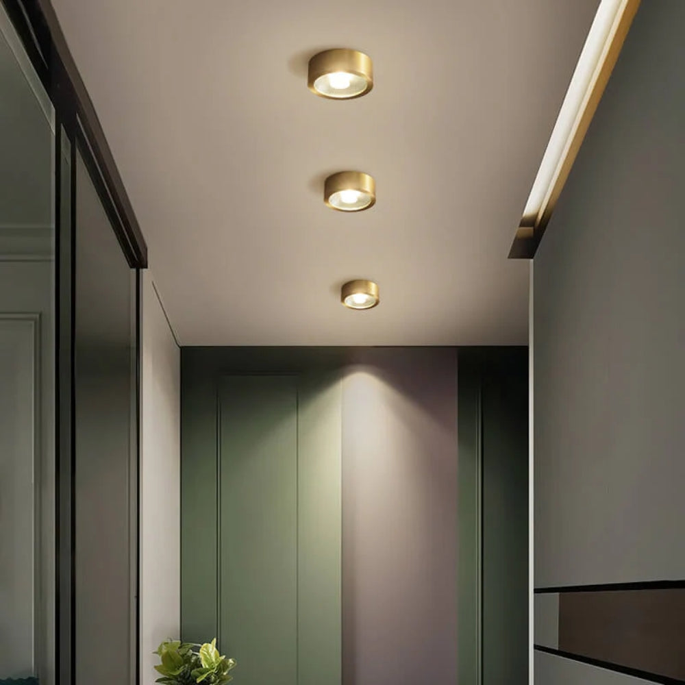 Golden Ceiling Lamp – Round Compact Light
