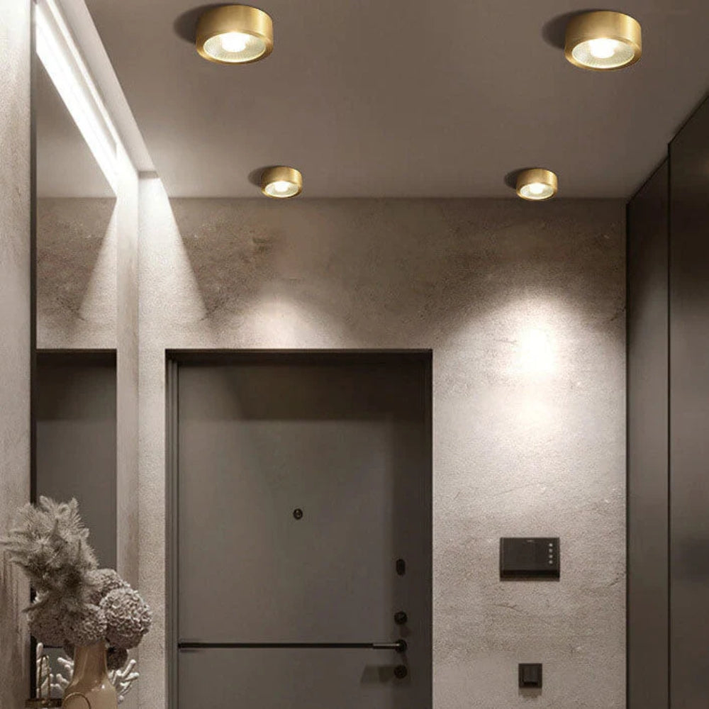 Golden Ceiling Lamp – Round Compact Light