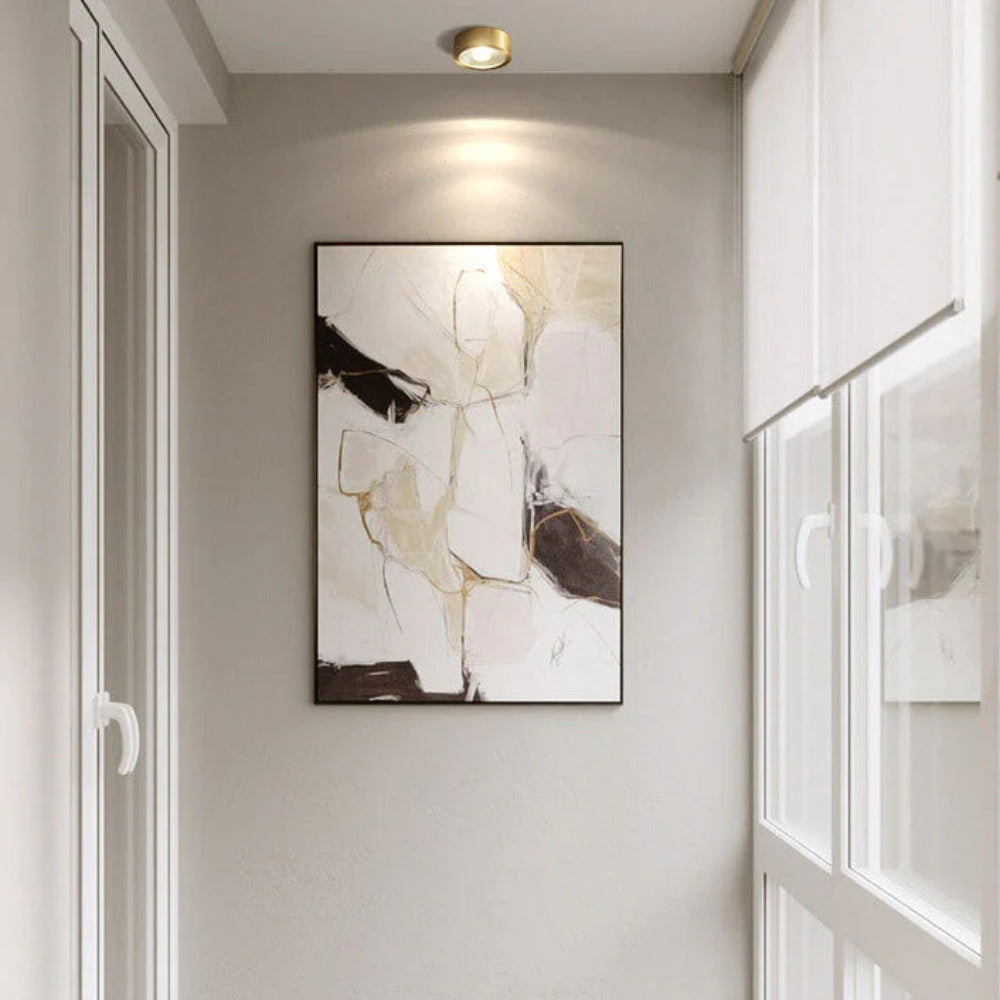Golden Ceiling Lamp – Round Compact Light