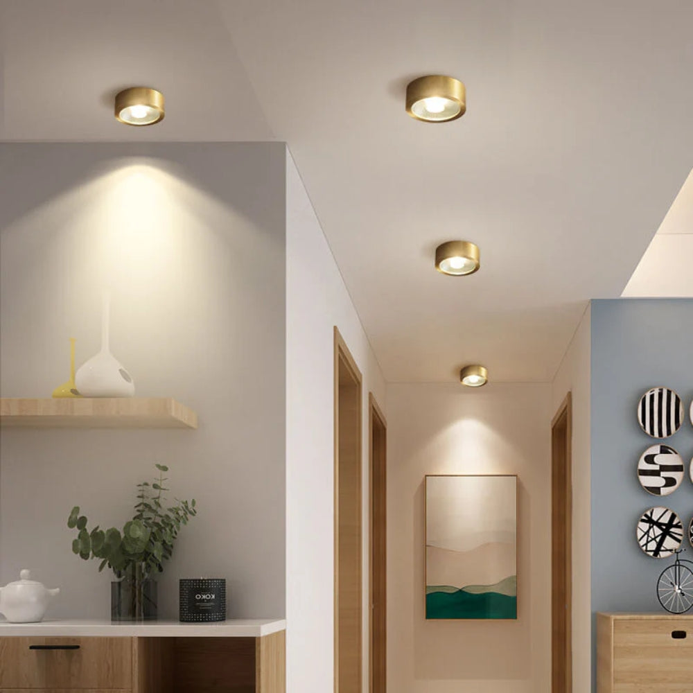 Golden Ceiling Lamp – Round Compact Light