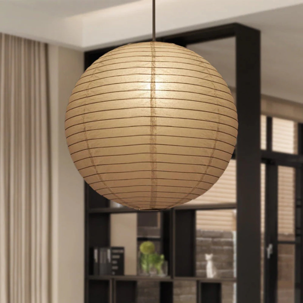 Japanese Oval Pendant Lamp – Single-Light Modern Fixture for Warm Lighting
