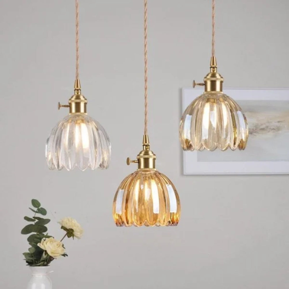 Retro Pendant Lamp – Clear Glass with Brass Accent