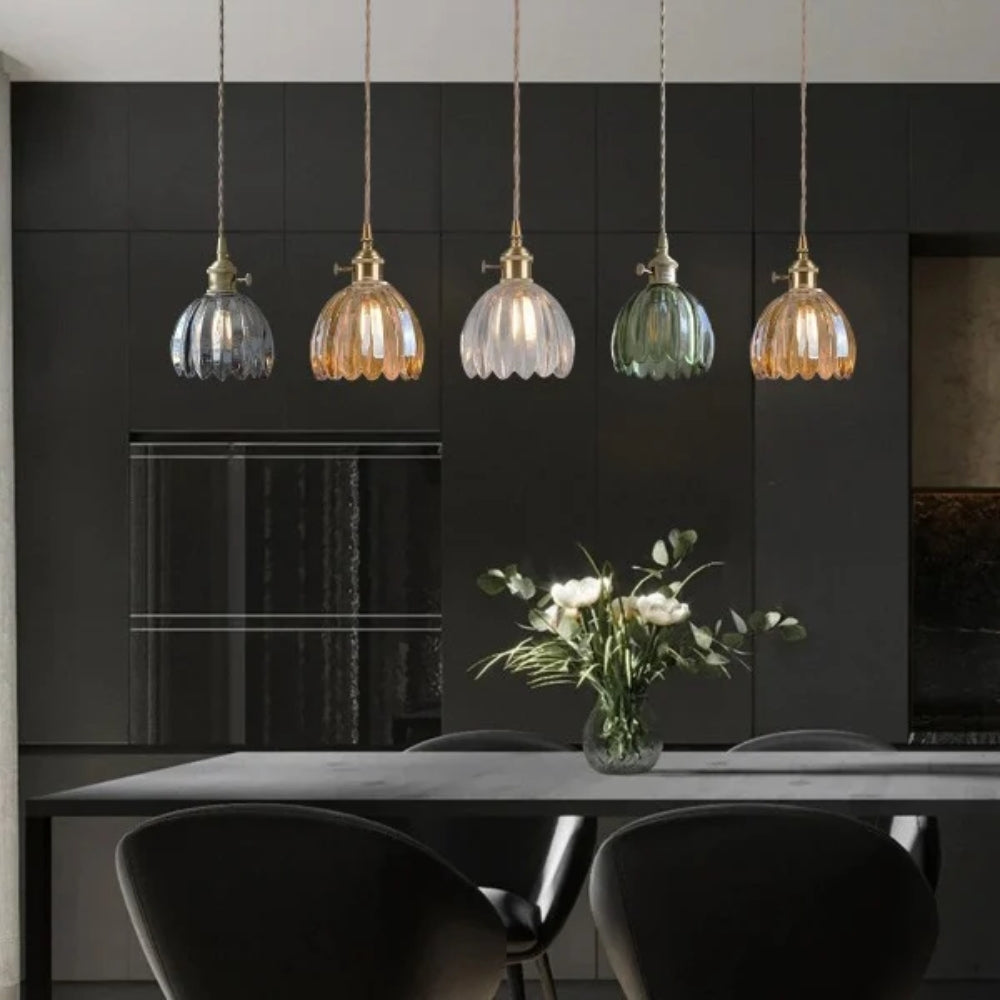 Retro Pendant Lamp – Clear Glass with Brass Accent