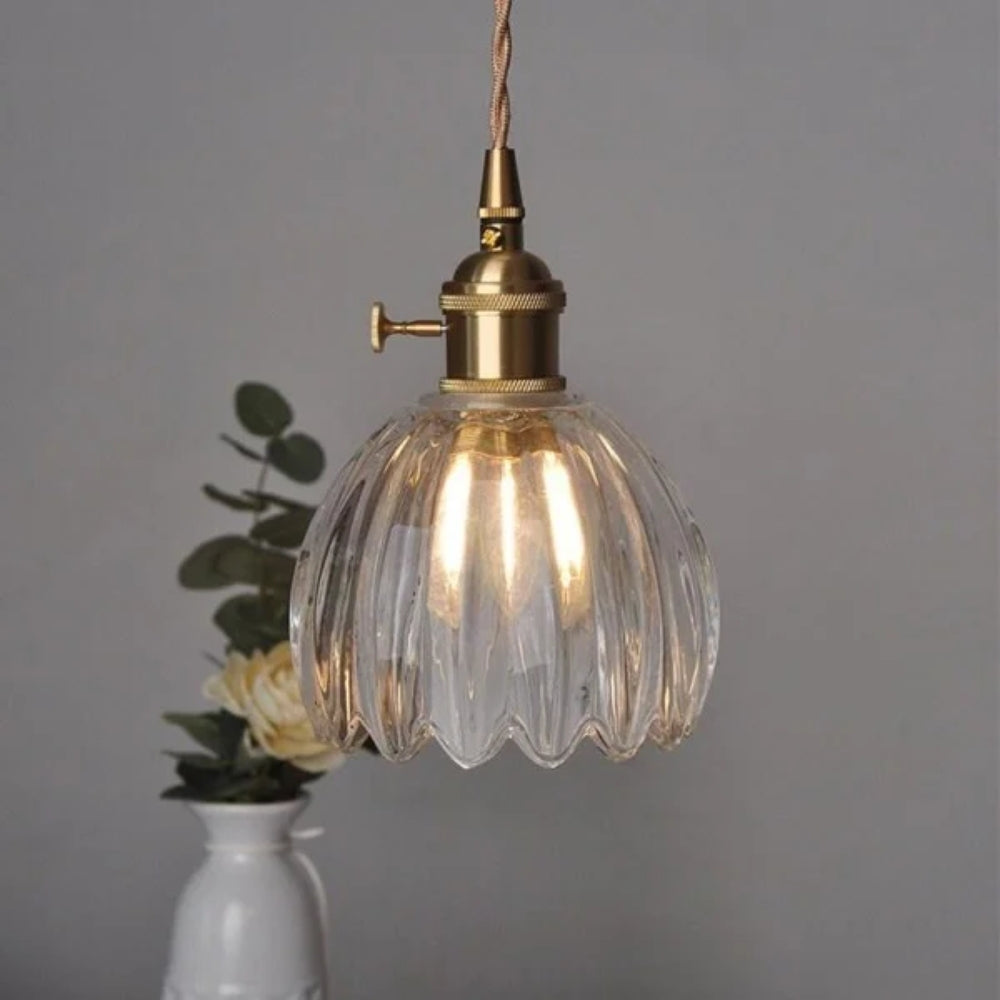 Retro Pendant Lamp – Clear Glass with Brass Accent