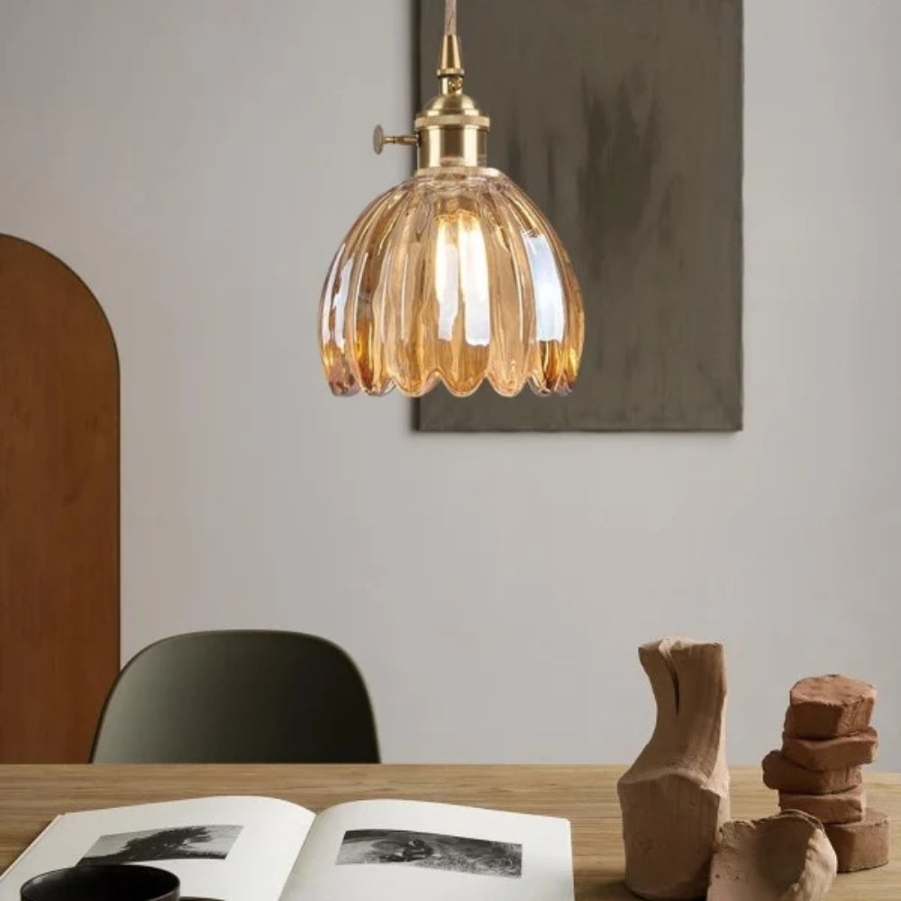 Retro Pendant Lamp – Clear Glass with Brass Accent