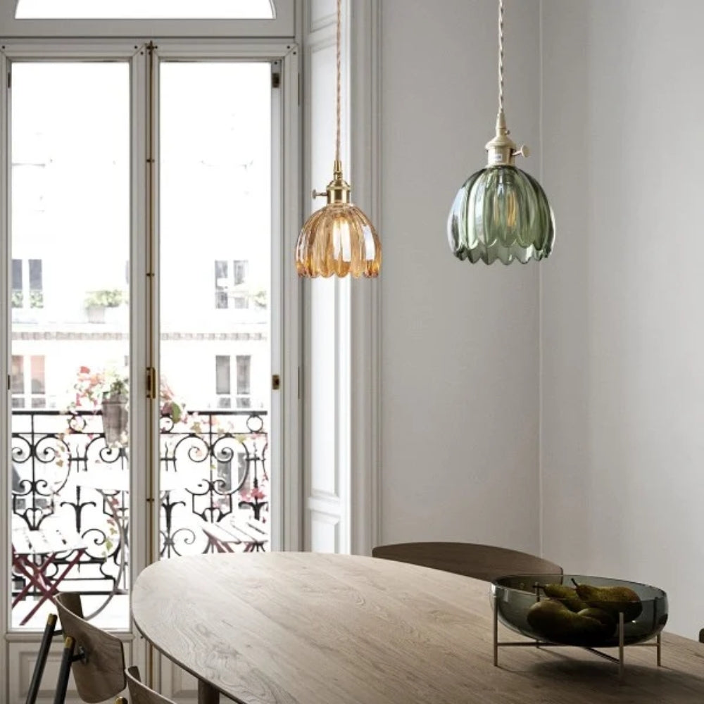 Retro Pendant Lamp – Clear Glass with Brass Accent