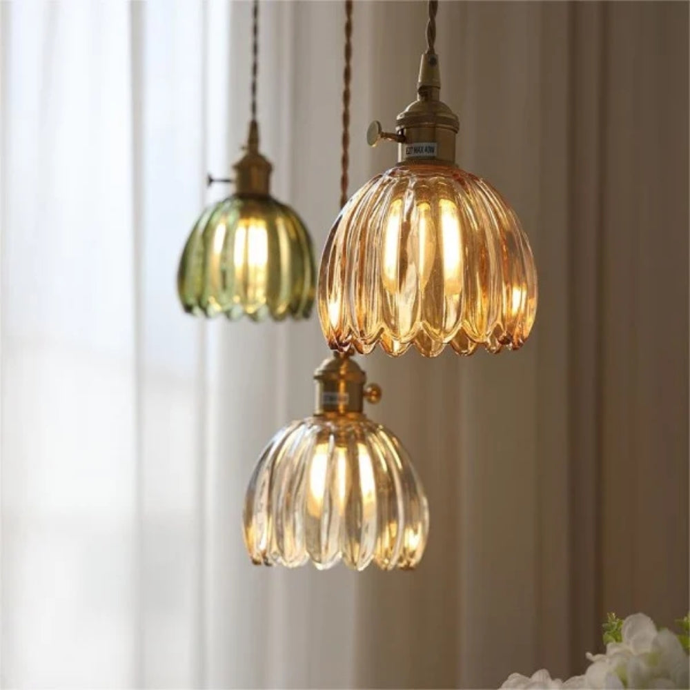 Retro Pendant Lamp – Clear Glass with Brass Accent
