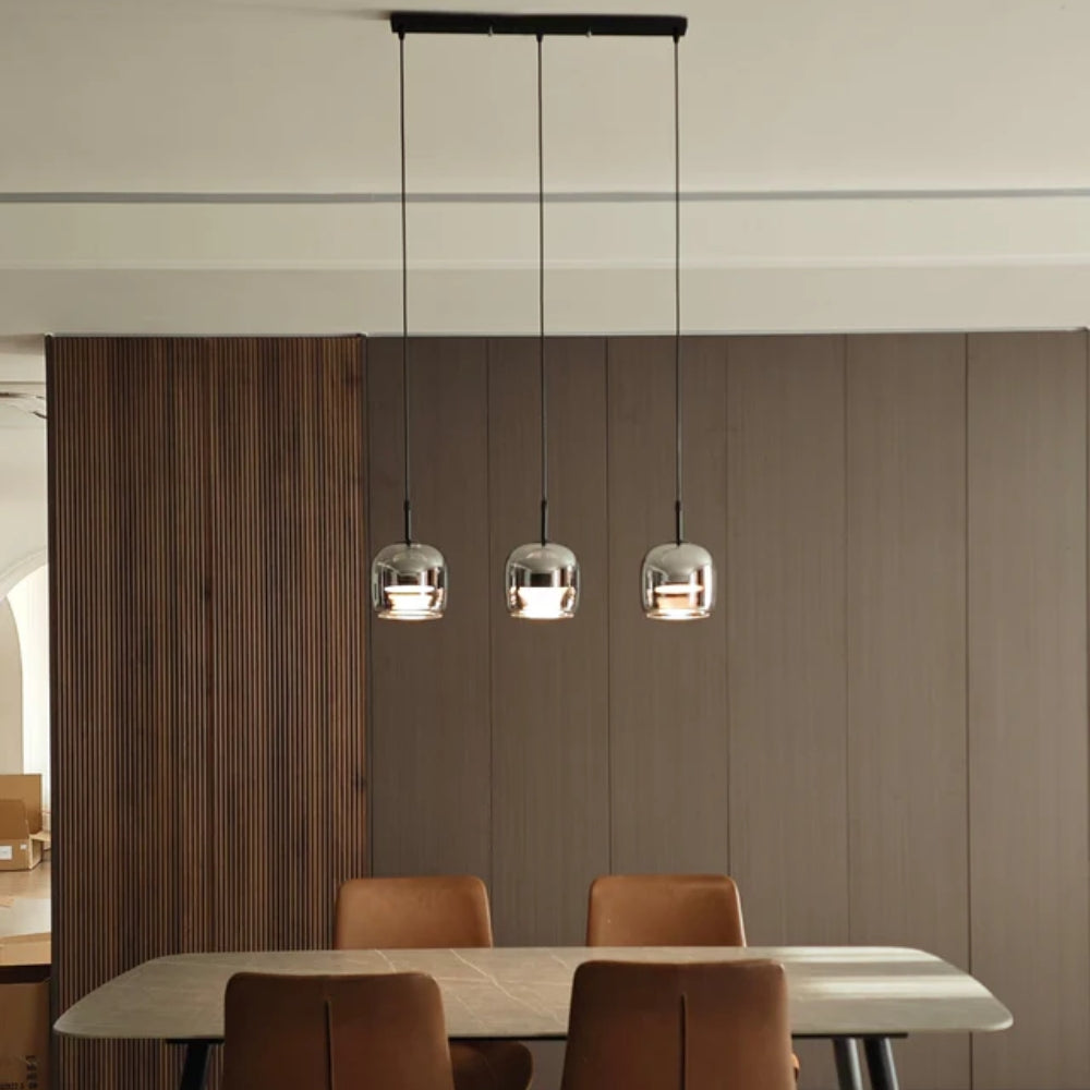 Smoked Glass Pendant Lamp – Adjustable Cable with Warm White LED