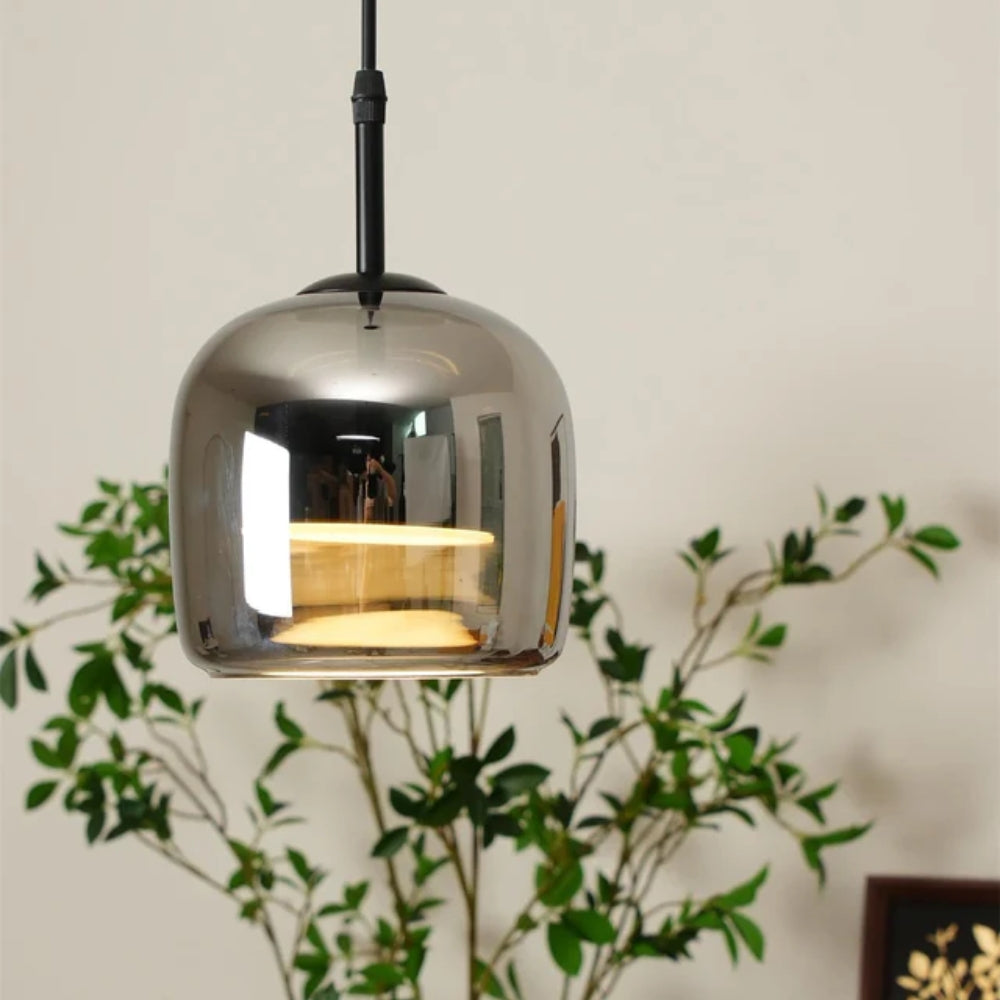 Smoked Glass Pendant Lamp – Adjustable Cable with Warm White LED