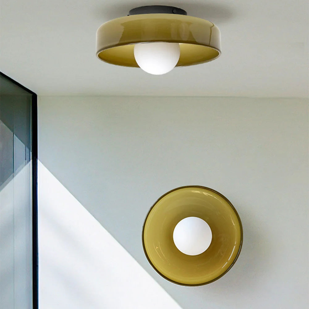 Compact Indoor Lamp – Ceiling and Wall Light Space-Saving Round Design