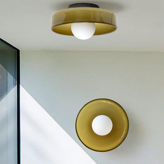 Compact Indoor Lamp – Ceiling and Wall Light Space-Saving Round Design