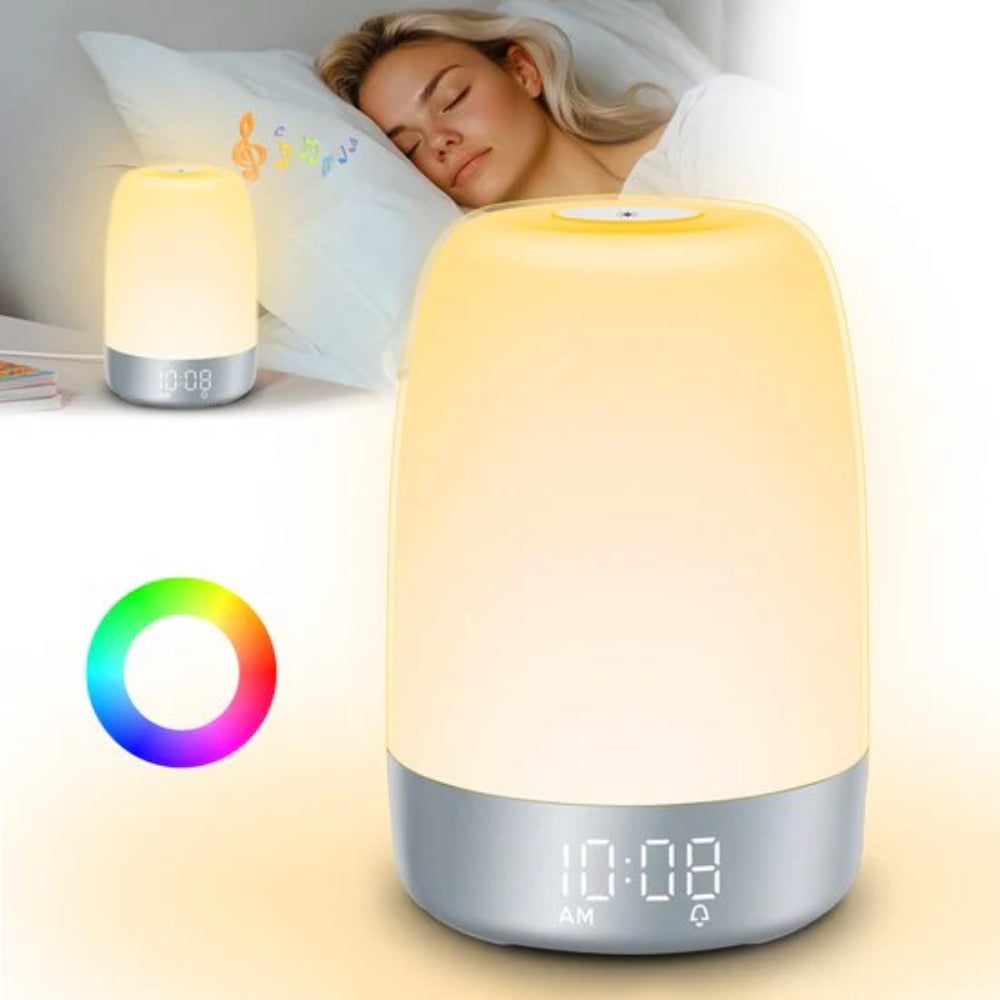 Dimmable Wake-Up Light – Rechargeable Table Lamp with Multiple Sound Options