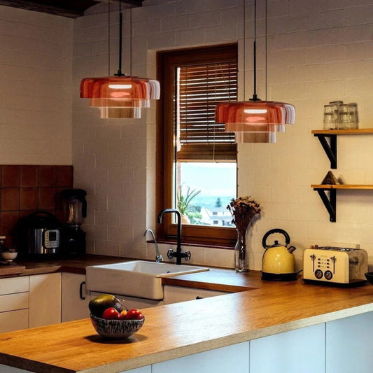 Glass Pendant Lamp – Classic Aesthetic Warm Light for Dining Room and Bedroom