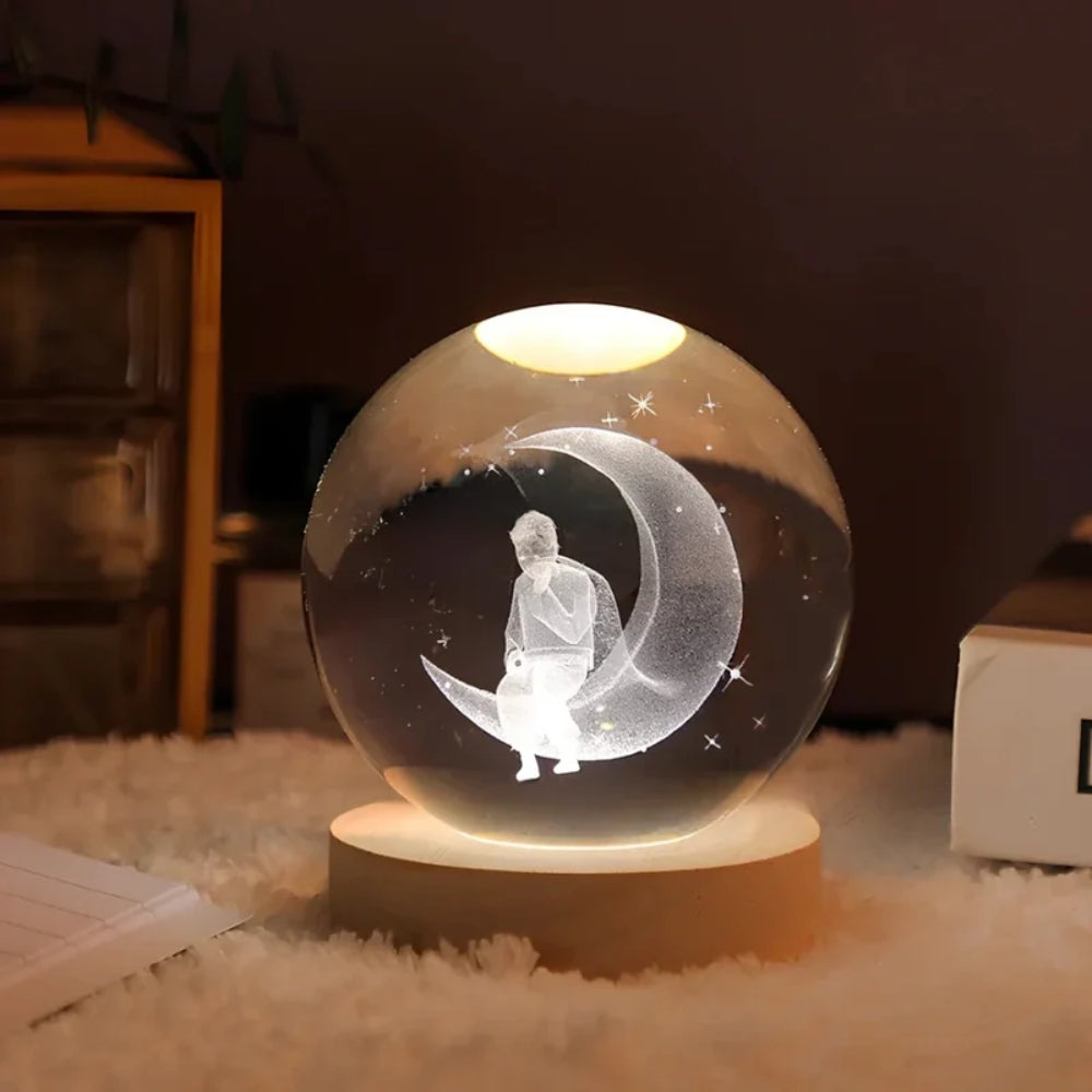 Glowing Crystal Ball LED Table Lamp – 3D Engraved Night Light