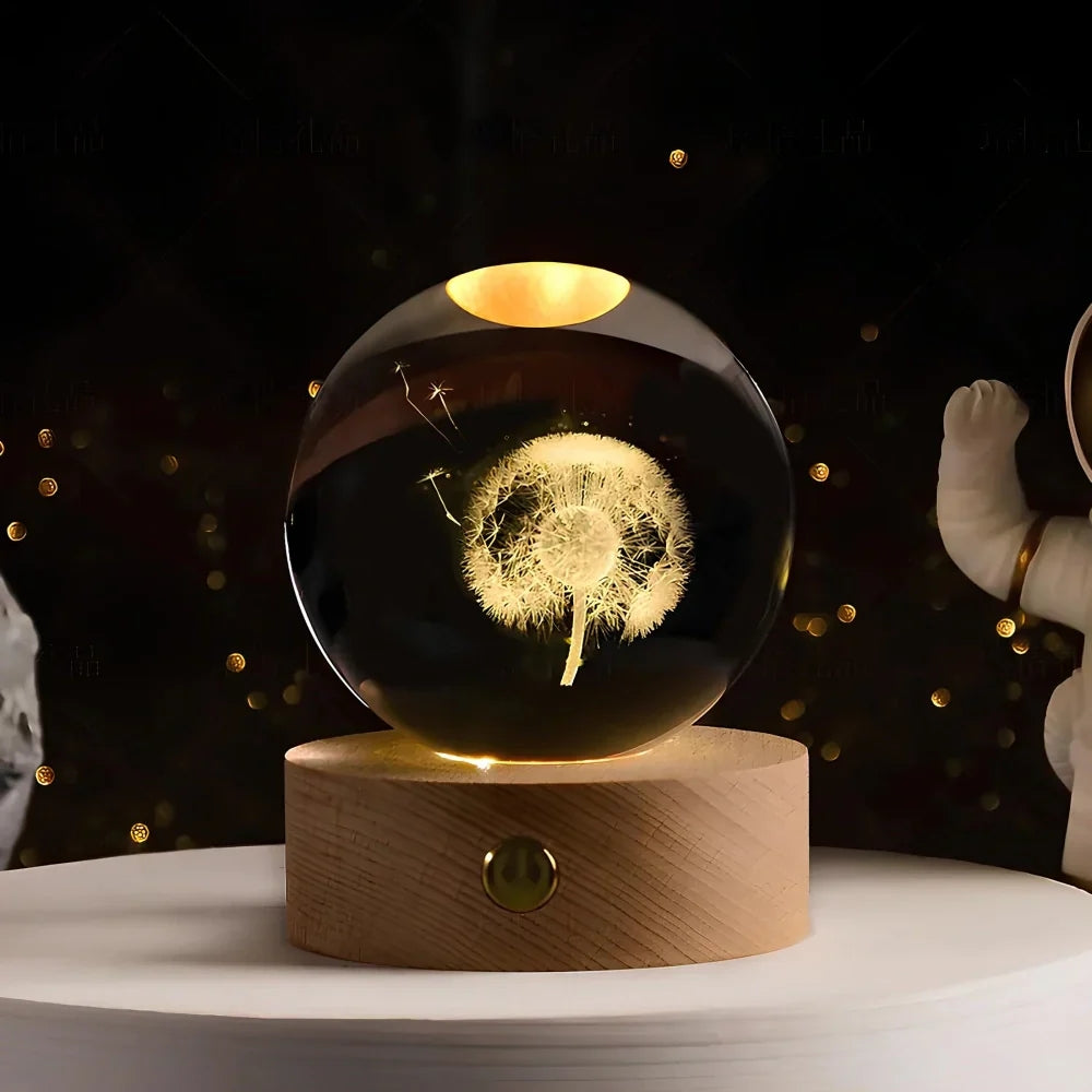 Glowing Crystal Ball LED Table Lamp – 3D Engraved Night Light