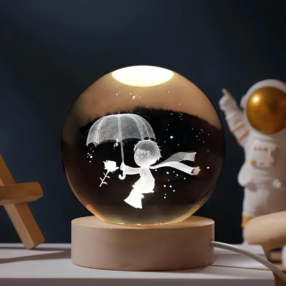 Glowing Crystal Ball LED Table Lamp – 3D Engraved Night Light