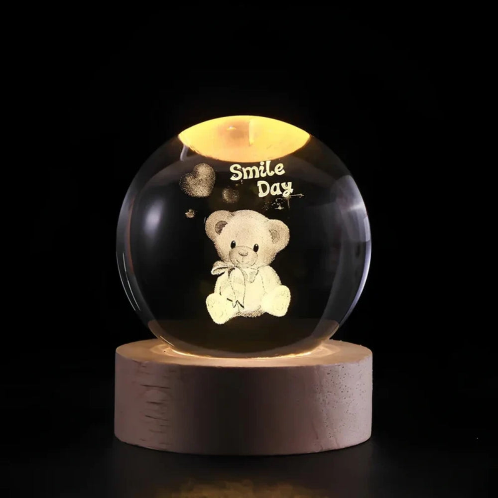 Glowing Crystal Ball LED Table Lamp – 3D Engraved Night Light