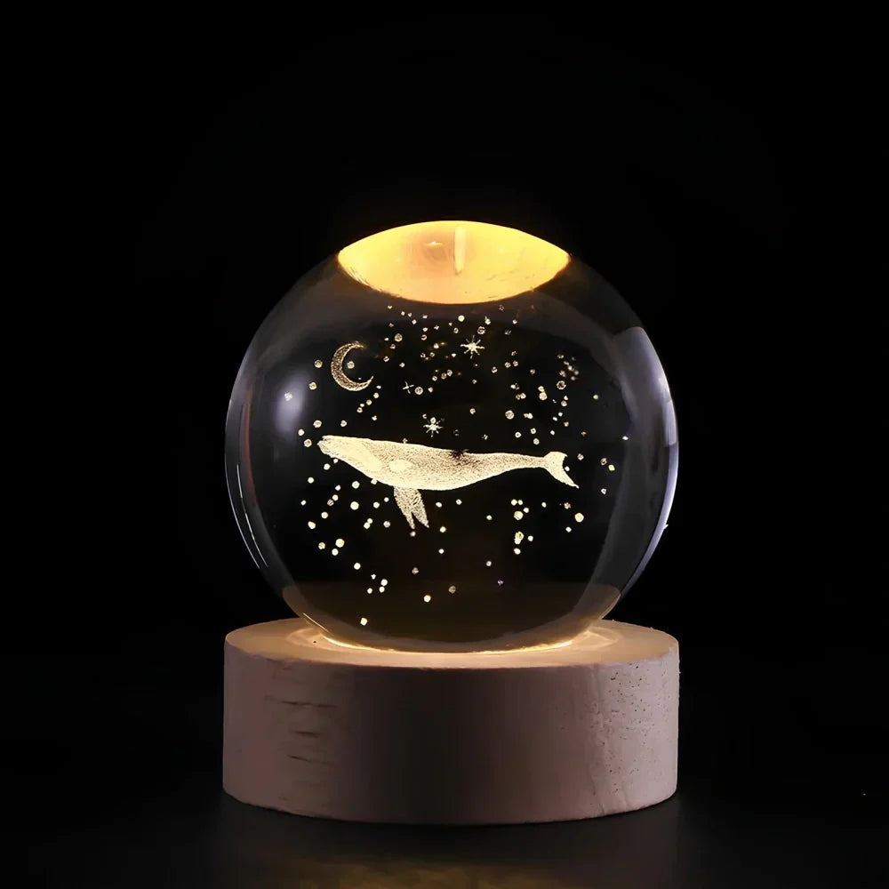 Glowing Crystal Ball LED Table Lamp – 3D Engraved Night Light