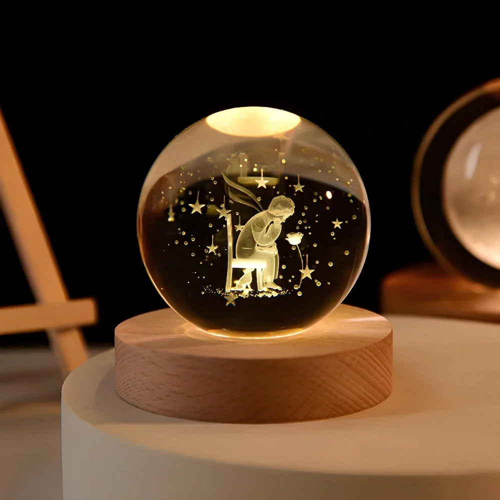 Glowing Crystal Ball LED Table Lamp – 3D Engraved Night Light