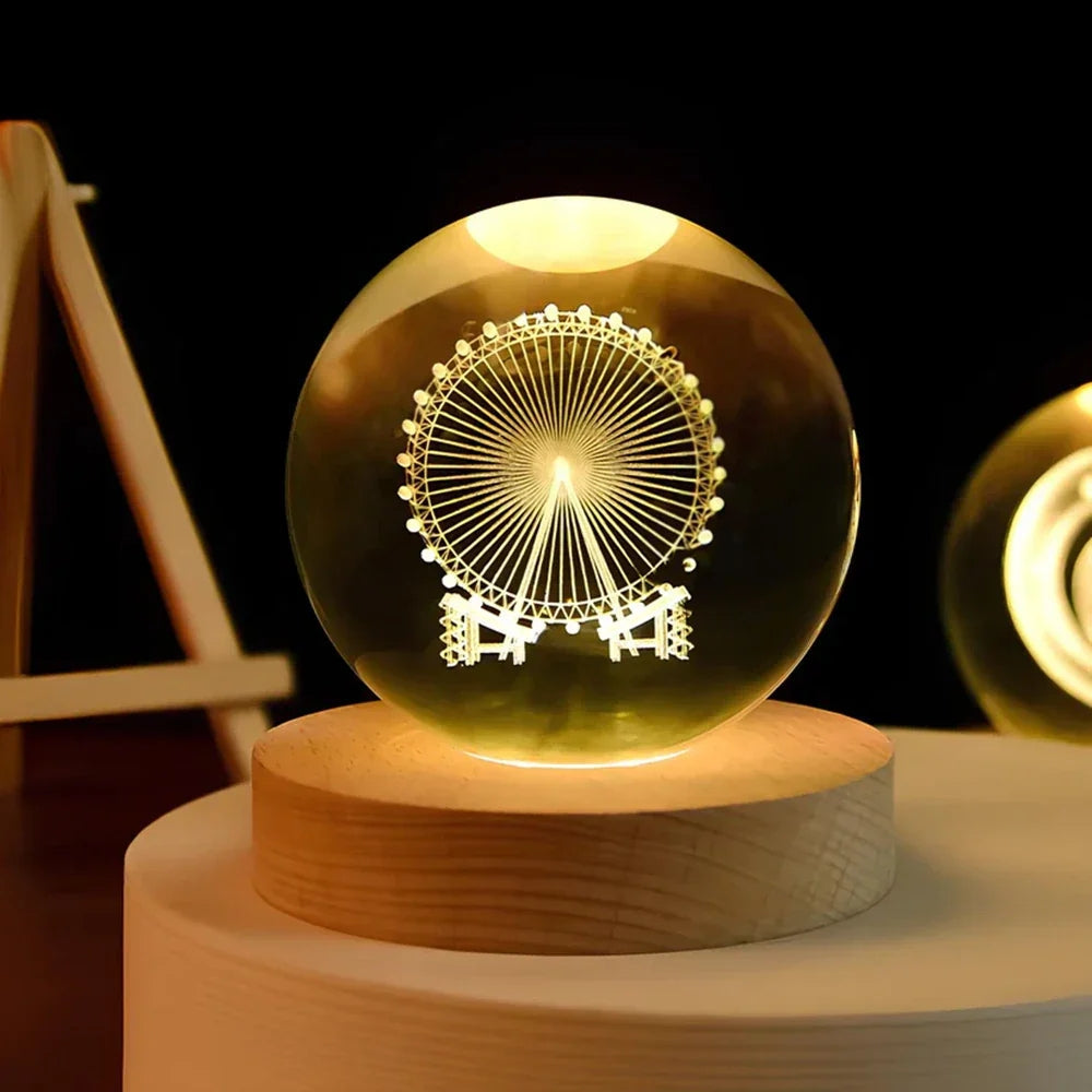 Glowing Crystal Ball LED Table Lamp – 3D Engraved Night Light
