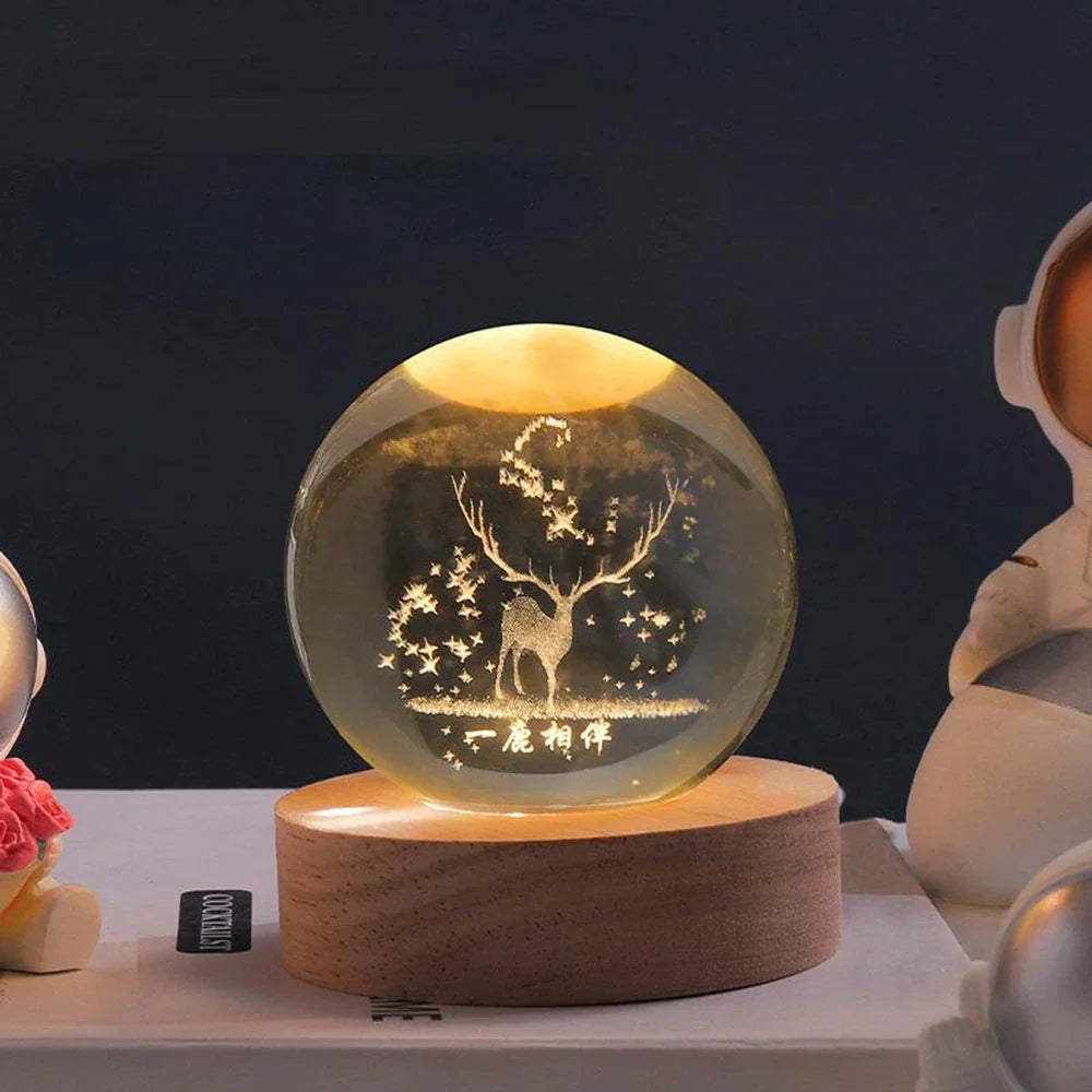 Glowing Crystal Ball LED Table Lamp – 3D Engraved Night Light