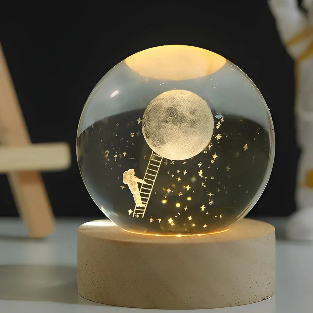 Glowing Crystal Ball LED Table Lamp – 3D Engraved Night Light