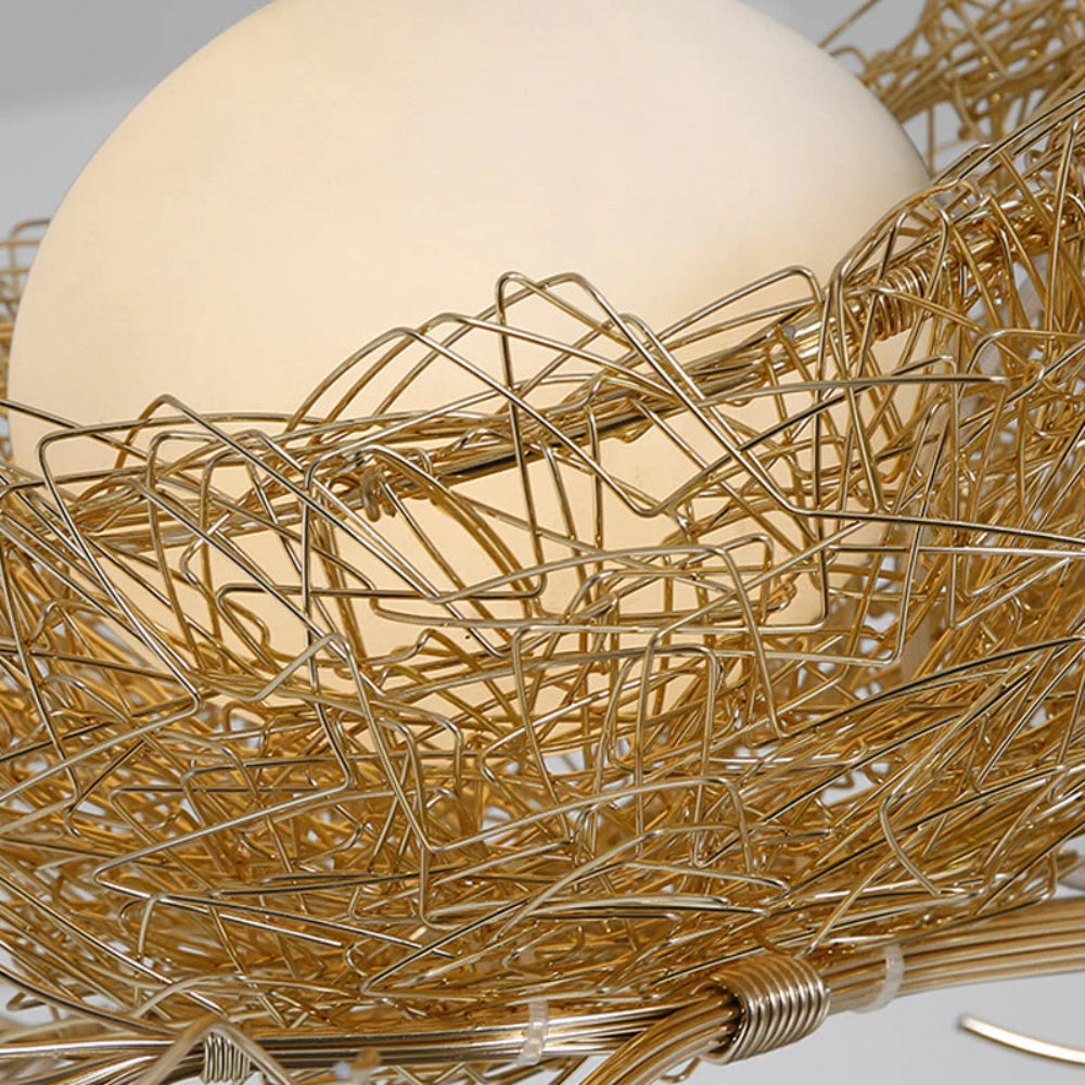 Gold Bird’s Nest Ceiling Lamp – Art Deco Multi-Light Fixture
