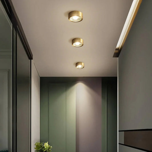 Golden Ceiling Lamp – Round Compact Light