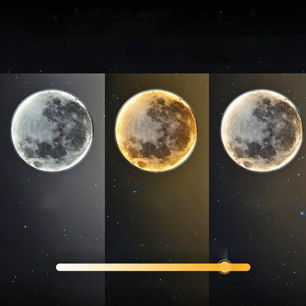 LED Wall Lamp – 3D Moon Surface & Adjustable Light Colour