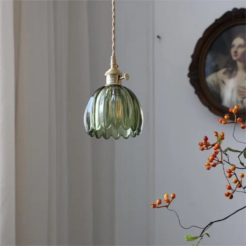 Retro Pendant Lamp – Clear Glass with Brass Accent