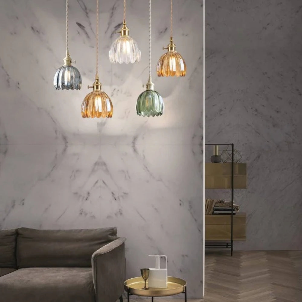 Retro Pendant Lamp – Clear Glass with Brass Accent
