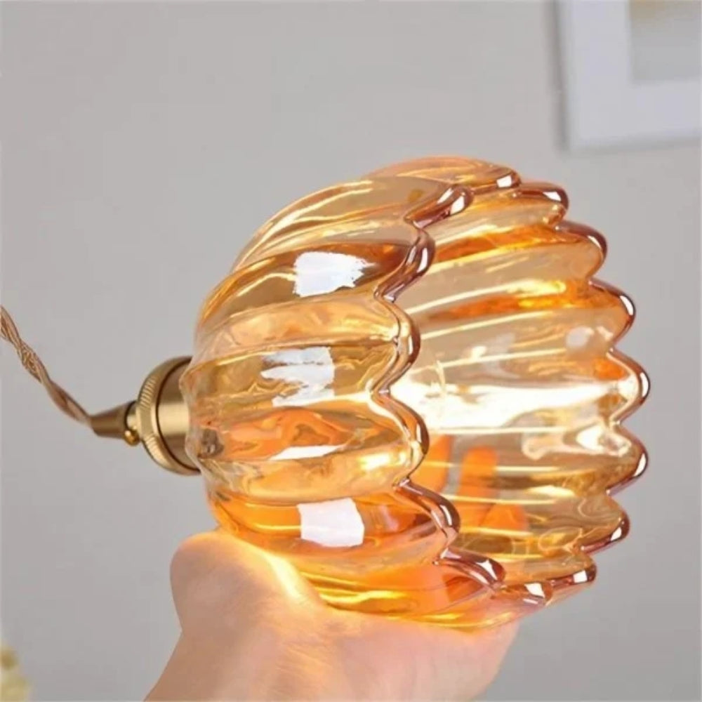 Retro Pendant Lamp – Clear Glass with Brass Accent