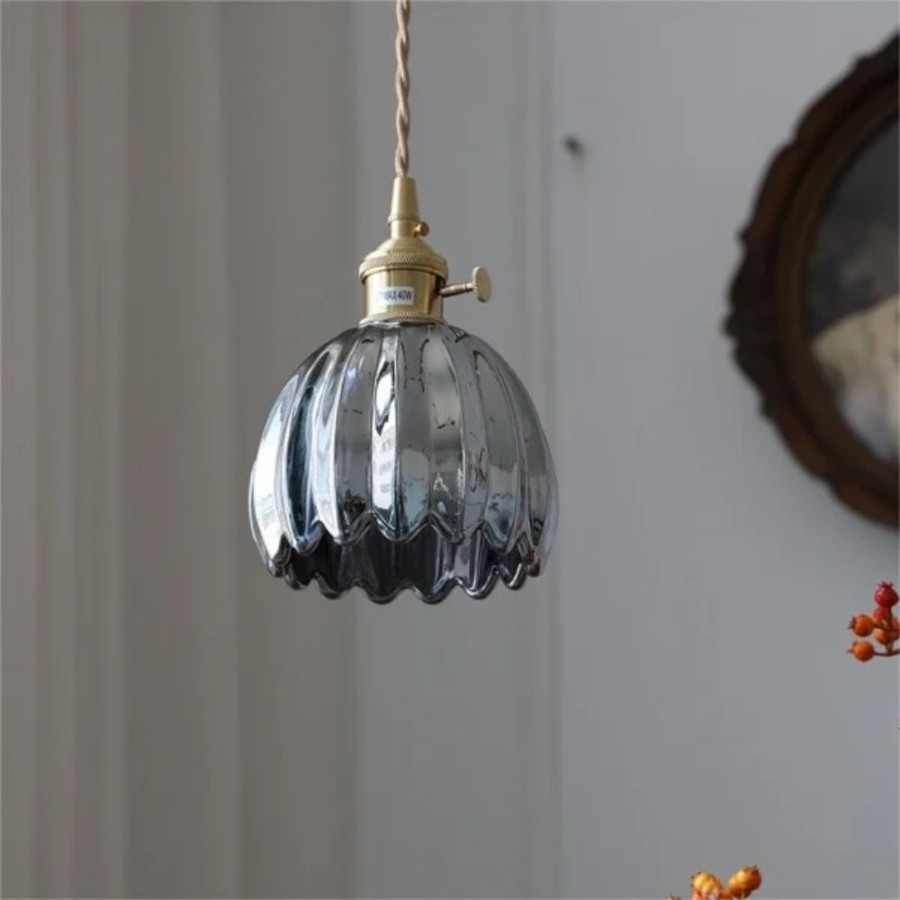 Retro Pendant Lamp – Clear Glass with Brass Accent