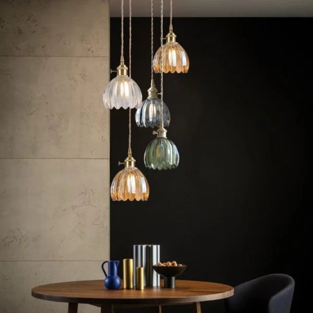 Retro Pendant Lamp – Clear Glass with Brass Accent