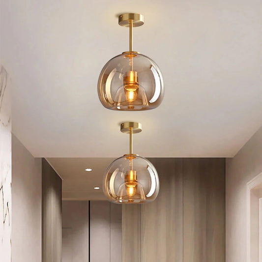 Single Bulb Pendant Lamp – Clear Glass Shade for Living Spaces