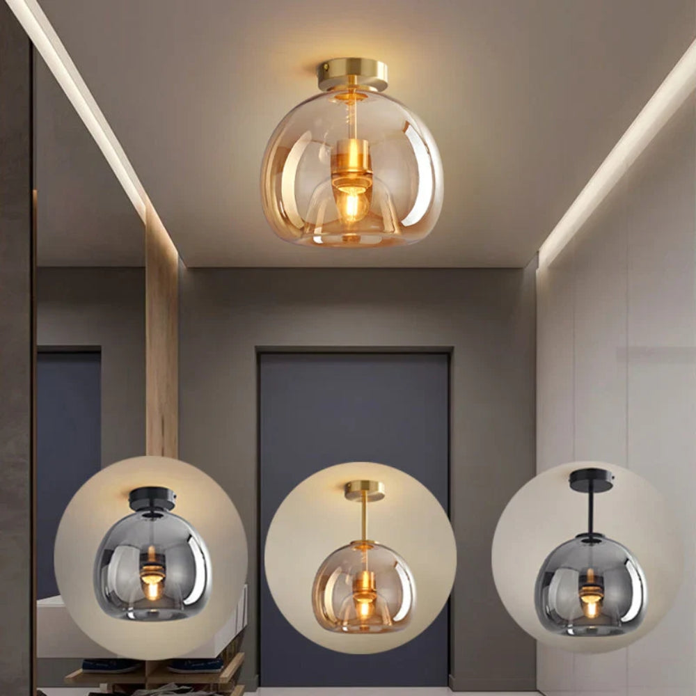 Single Bulb Pendant Lamp – Clear Glass Shade for Living Spaces