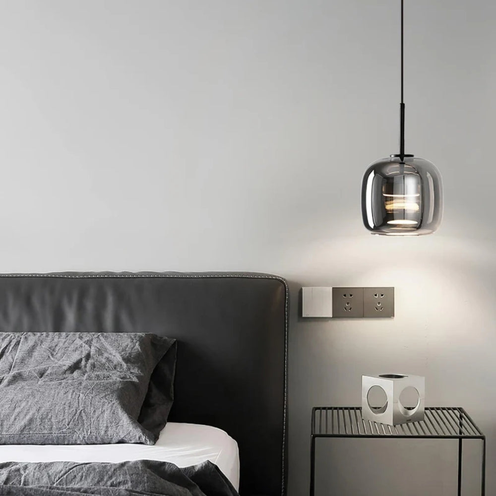 Smoked Glass Pendant Lamp – Adjustable Cable with Warm White LED