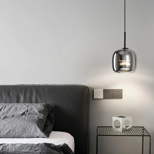 Smoked Glass Pendant Lamp – Adjustable Cable with Warm White LED