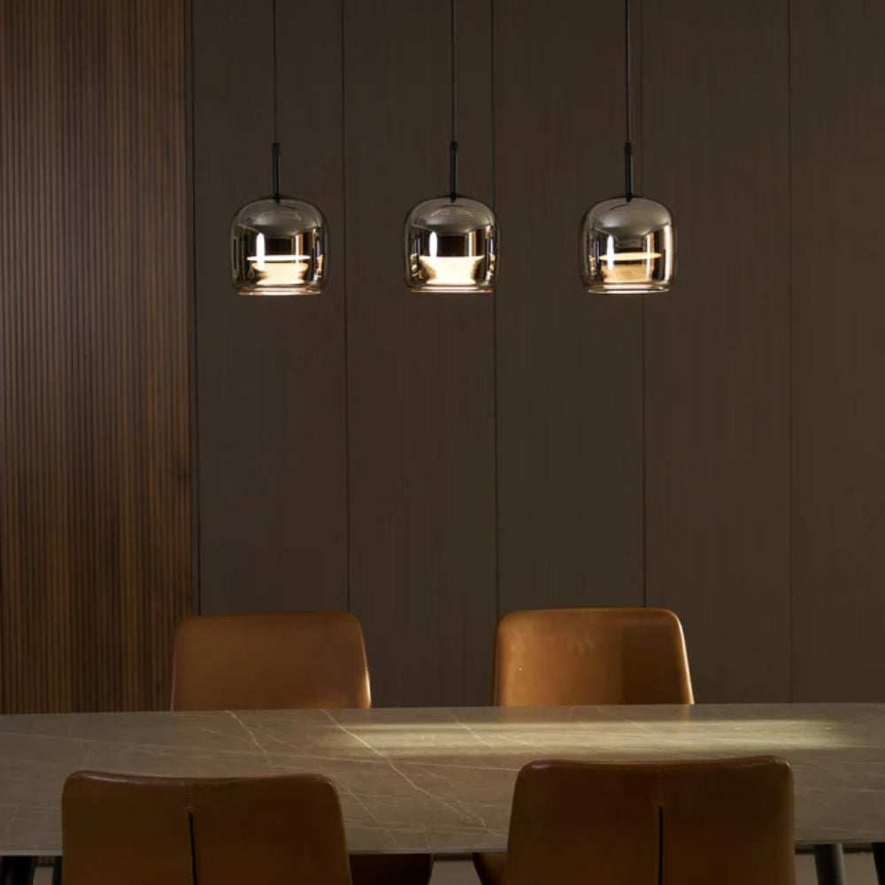 Smoked Glass Pendant Lamp – Adjustable Cable with Warm White LED
