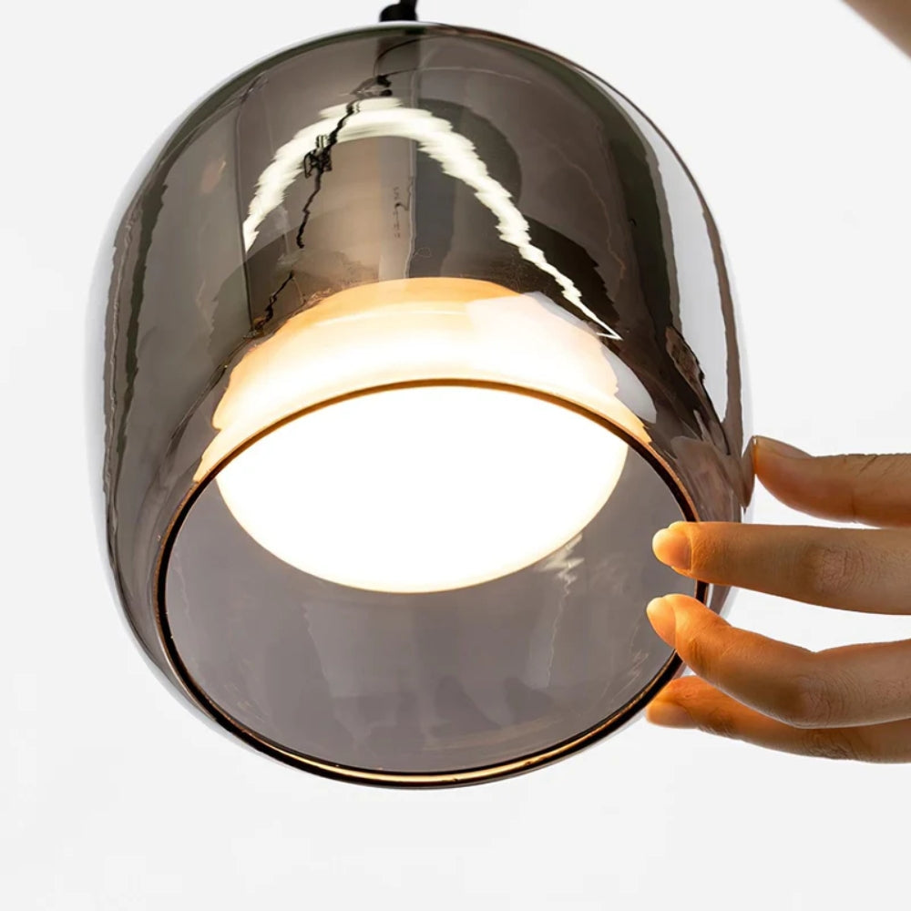 Smoked Glass Pendant Lamp – Adjustable Cable with Warm White LED