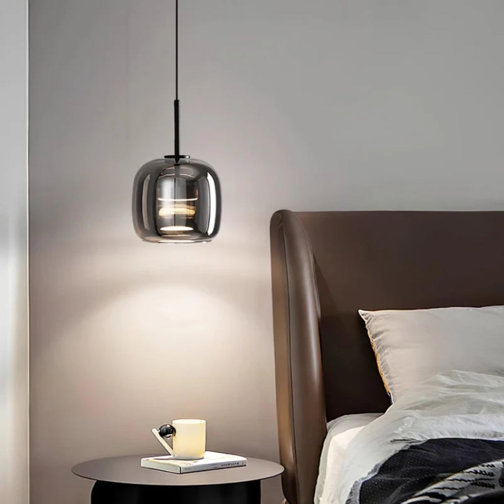 Smoked Glass Pendant Lamp – Adjustable Cable with Warm White LED