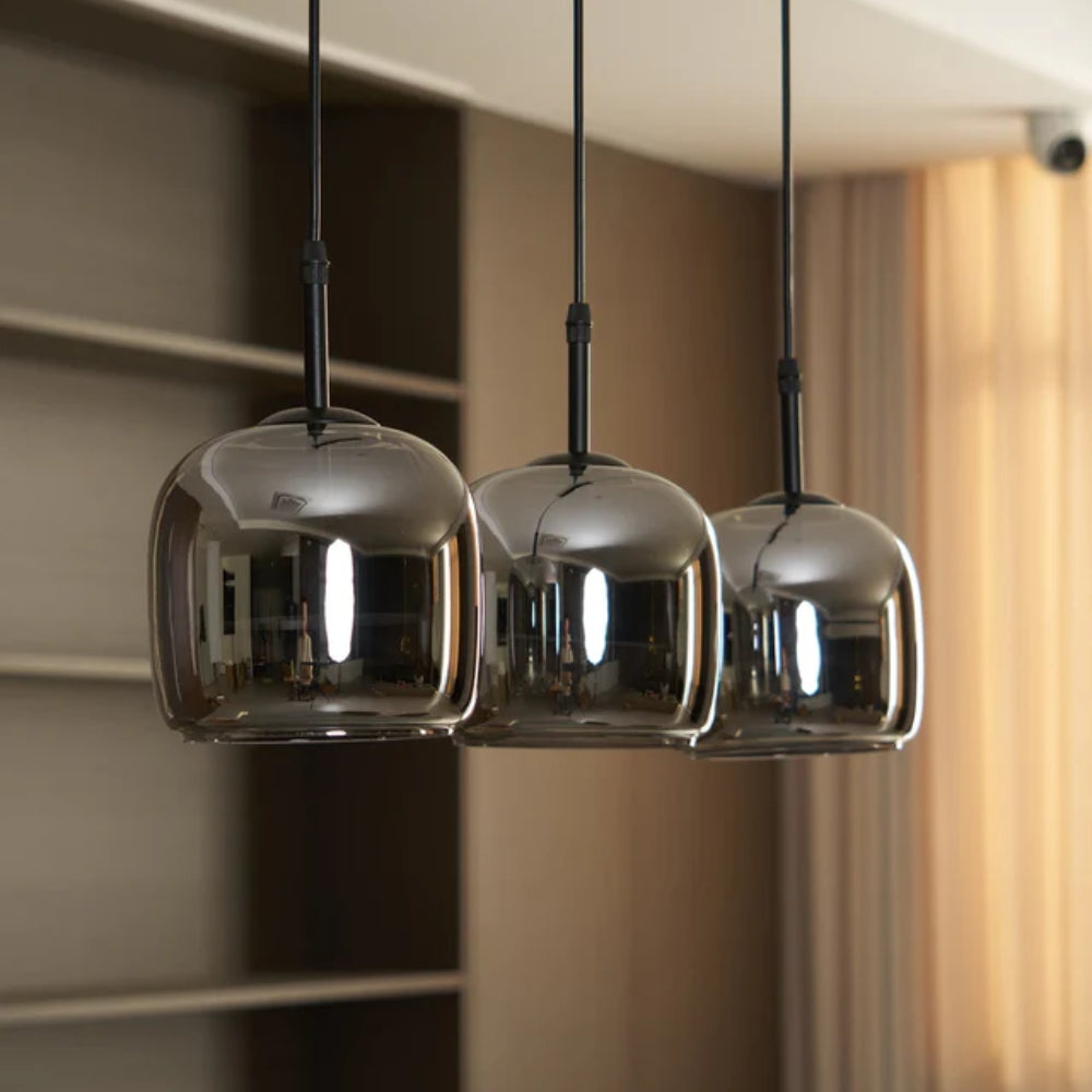 Smoked Glass Pendant Lamp – Adjustable Cable with Warm White LED
