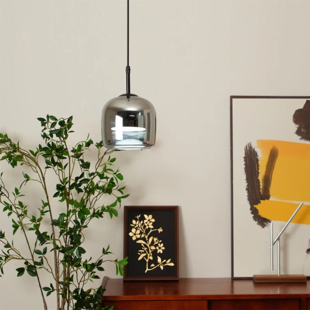 Smoked Glass Pendant Lamp – Adjustable Cable with Warm White LED