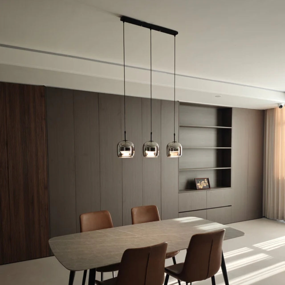 Smoked Glass Pendant Lamp – Adjustable Cable with Warm White LED