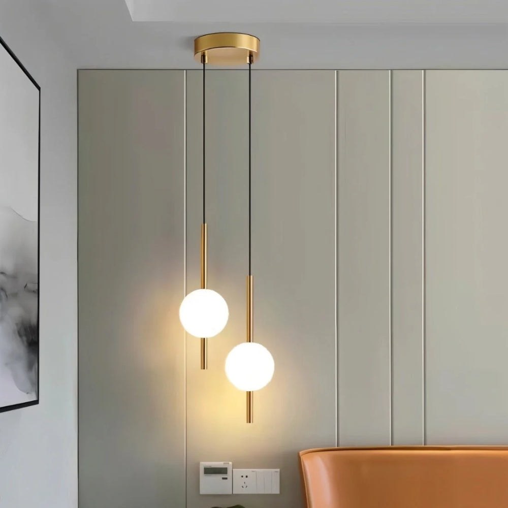 Vertical Globe Pendant Lamp – Warm Glow with Replaceable LED