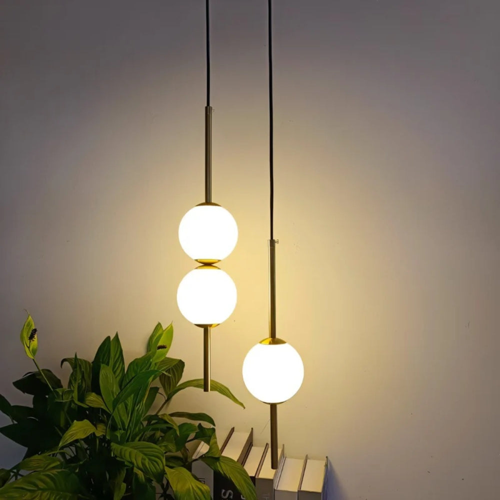 Vertical Globe Pendant Lamp – Warm Glow with Replaceable LED